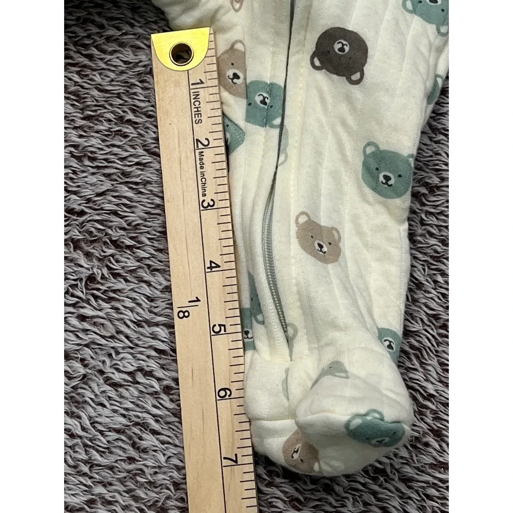 Dream Girl Baby 3-6M Quilted Bear Print Footed Sleeper Pajamas Zip One Piece